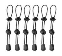 FUIPVGI 6 Piezas Mochila Elástica Fijación Cuerda Cordón de Fijación para Bastón de Trekking, Cordón Elástico Ajustable, Hebilla de Plástico, Cuerda Elástica, para Montañismo Escalad (Negro)