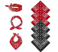FUIPVGI 6 Piezas Pañuelos Cabeza Mujer Hombre, Bandanas Patrón de Paisley, Pañuelo Pirata con Diseño Único Estampado, Bandana de Moda y Deporte para Cuello Cabeza Muñeca Adultos y Niños (Rojo, Negro)