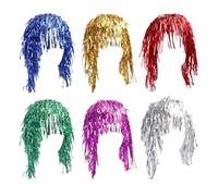 FUIPVGI 6 Piezas Peluca de Oropel, Peluca Fiesta Brillante, Pelucas de Disfraz de para Fiestas, Halloween Carnaval Navidad Cosplay, Fiestas Temáticas de Carnaval y Fiestas Disco (Multicolor)