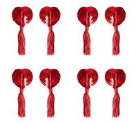 FUIPVGI 8 Piezas Cubiertas para Pezones, Sujetador con Borlas, Reutilizables, Sujetador con Lentejuelas para Pezones, Acolchado Pegajoso en el Pecho para Mujeres, Raves, Fiesta de Disfraces (Rojo)