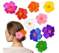 FUIPVGI 9 Piezas Pinza Para El Pelo De Flores Hawaianas Pinzas Pelo de Flor Frangipani Horquillas, Horquillas Pasadores pelo Mujer, Boda Tocados Novia, para Fiesta Sevillana Boda Playa (9 Colores)