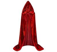 FUIPVGI Capa Roja de 140 cm/55" Disfraz de Parca,Capa con Capucha de Halloween,Disfraz de Parca Cosplay de Bruja,para Niños Adultos Cosplay Disfraz de Vampiro de Halloween Juego de rol (Rojo)