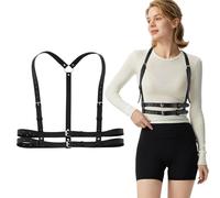 FUIPVGI Cinturón punk, cadena de pecho para el cuerpo, cinturón de arnés de cintura punk, cinturón de cintura ajustable, cinturón de corsé, cinturones de cuero punk para mujeres y niñas, Halloween,