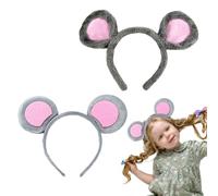 FUIPVGI Diadema con orejas de ratón, diademas suaves de orejas de oso de felpa para disfraz de Halloween con temática de carnaval (2 piezas, talla única)