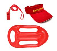 FUIPVGI Juego de disfraz de salvavidas de guardia de la bahía con sombrero ajustable inflable y silbato, accesorios para Halloween (rojo)