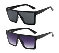 FUIPVGI Lentes de Sol de Gran Tamaño Con Parte Superior Plana - Cuadrados Vintage Steampunk de los Años 70 para Mujeres y Hombres