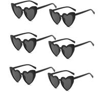 FUIPVGI Paquete de 6 lentes de sol de corazón negro, lentes de sol vintage en forma de corazón para mujer, lentes de amor, lentes retro de ojo de gato para niñas y mujeres, compras, viajes, fiestas de