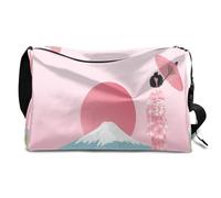 Fuji - Bolsa de lona de cuero japonés para hombre, mujer, niños y niñas, fin de semana japonés, bolsa de gimnasio, bolsa de viaje, bolso cruzado de un solo hombro, color, 18.5L, Organizador de bolsas