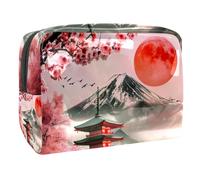Fuji Mount Temple Cherry Landscape - Neceser para mujer, neceser de viaje, grande, PVC, organizador con cremallera, multicolor, 18.5x7.5x13cm/7.3x3x5.1in, Neceser