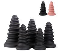 FUJIEYU 5 Plugs Anales Extragrandes De Silicona Líquida Consolador Vaginal Giratorio De Fácil Inserción Consolador Anal Con Ventosas Masajeador De Próstata Masturbador Juguetes Sexuales,Negro,XL