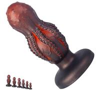 FUJIEYU Herramienta de masaje de silicona ultra gruesa de tamaño 5 con base de bandeja de succión de energía y juguete de masaje de gran tamaño granular,Xxxl