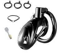 FUJIEYU Jaula De Castidad Metálica Para Pene Grande Transpirable Cock Cage Men Con Cinturón Y Tres Anillos Para El Pene Cock Cage Para Hombres BDSM Sex Toy,Black/set