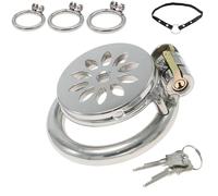 FUJIEYU Jaula de Entrenamiento de Fitness Transpirable Plana porosa con Anillo y cinturón Protector de Entrenamiento de Acero Inoxidable de tamaño pequeño,Plata,M