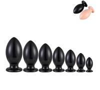 FUJIEYU Tipo de huevo Tamaño múltiple Material de silicona de gran tamaño Herramienta de masaje con disco de succión de potencia Mini suave/Massager de gran tamaño,Negro,4XL
