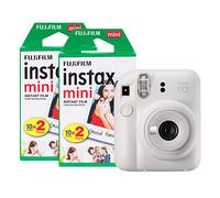Fujifilm Instax Mini 12 - Cámara instantánea con Paquete de 40 películas de Disparo, Color Blanco Arcilla