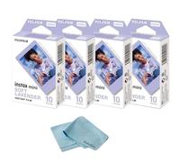 Fujifilm Instax Mini Instant Film - Suave Lavanda + Paquete de 40 Hojas + paño de Limpieza para cámaras Instax Mini