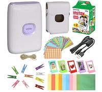 Fujifilm Instax Mini Link 2 - Paquete de 20 hojas de accesorios para impresoras de smartphone color blanco arcilla + 5 marcos de escritorio de plástico + 10 marcos de papel más 60 marcos de pegatinas