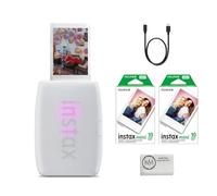 Fujifilm INSTAX Mini Link 3 - Impresora para smartphone | Mini película instantánea Instax incluida en color blanco arcilla, 20 exposiciones + paño de limpieza de microfibra (3 artículos)