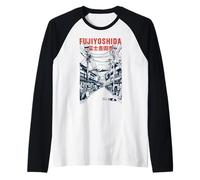 Fujiyoshida Japan Street - Anime Mount Fuji Camiseta Manga Raglan
