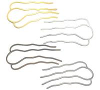 Fujiyuan 4 horquillas para el pelo de bronce en blanco de 4 dientes, horquillas de latón, accesorios para el cabello de novia