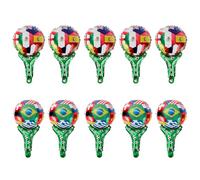 Fukaisu 10Pzs Palo Globo Animación Fútbol, Banderas Múltiples Países Primer Premio Palo Globo Papel Aluminio Fútbol para Decoraciones Fiestas Cumpleaños Tema Deportivo & Animación Eventos Deportivos