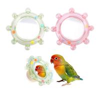 Fukaisu 2 piezas de espejo de pájaros para jaula, espejo giratorio para jaula de pájaros con bolas susurrantes integradas, accesorios interactivos para periquitos, periquitos, tortolitos, canarios