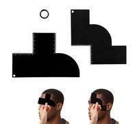 Fukaisu 2 Tarjetas Mejora Barberos, Spray de Color Reutilizable para dar Forma a la Línea del Cabello con Indicadores de Medición 1 Anillo Circular Plantilla para Alinear la Barba (Forma T + W)