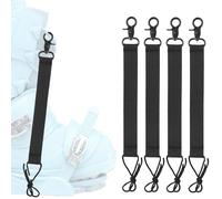 Fukaisu 4 Uds Correas Cortas para Snowboard con Llavero, Correa Esquí Poliéster 25cm Arnés de Seguridad Correas Fijaciones de Snowboard para Hombre y Mujer