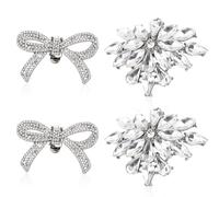 Fukaisu 4uds Rhinestone Shoe Clips, Disponibles en dos Estilos Flores de Cristal Brillante y Lazos Desmontables Ideales para Tacones de Fiesta y Zapatos Noche