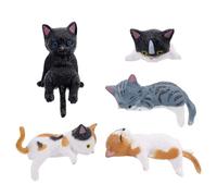 Fukaisu 5uds Pack Mini Accesorios Gato de Resina, Pequeño Gato Resina Diminuto Adorable Decoración para Salpicadero Interior Coche Escritorio Suministros para Monitor Computadora