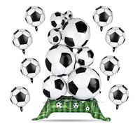 Fukaisu Globo de Fútbol Gigante Autoportante con Base Campo Verde y 8 Globos de Fútbol 45cm, Decoraciones para Fiestas Deportivas Cumpleaños y Celebraciones con Temática Deportiva