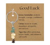 Fukaisu Llavero de Cristal con Tarjeta, Regalos de Buena Suerte Cuentas Piedras Llavero para Mujeres Companeras Maestras Cumpleaños Graduación Nuevo Comienzo Trabajo Nuevo Despedida Adiós Regalos