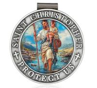 Fukaisu Medalla de San Cristóbal para Coche, 4,5 cm Clip Visera Medalla San Cristóbal 3D Colorido Religioso para Seguridad en la Conducción del Coche