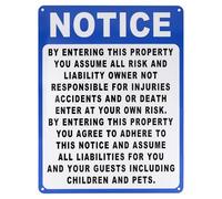 Fukaisu Notice Not Responsible for Accidents or Injuries Cartel, 22,8x30cm Aluminio Enter at Your Own Risk Señal Advertencia para Propiedad Bienes Raíces Oficina Garaje Patio Pared Cerca Puerta