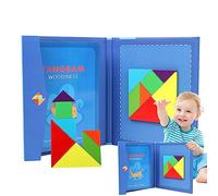 Fukamou Rompecabezas Tangram de Viaje, Juegos de patrón magnético Tangram, Bloques portátiles Rompecabezas Libro Rompecabezas Juegos de apilamiento IQ Juguete Educativo para niños Niños Niñas Niños