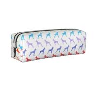 FUkker Bolsa para Lápices, Bolsa De Almacenamiento De Papelería para Oficina, Bolsa De Cuero con Cremallera, Bolsa De Papelería Boxer Dogs Rainbow (Cropped)