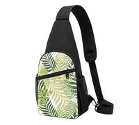 FUkker Bolso bandolera, bolso cruzado en el pecho, bolso en diagonal para viajes, senderismo, pecho, mochila, cinturón, unisex,Hojas de palmeras tropicales exóticas