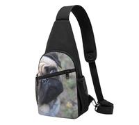 FUkker Bolso bandolera, bolso cruzado en el pecho, bolso en diagonal para viajes, senderismo, pecho, mochila, cinturón, unisex,Perro Pug Impreso