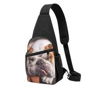 FUkker Bolso bandolera, bolso cruzado en el pecho, bolso en diagonal para viajes, senderismo, pecho, mochila, cinturón, unisex,Bulldogs ingleses Bozal Mascotas Perros durmiendo