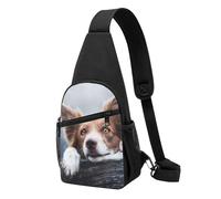 FUkker Bolso bandolera, bolso cruzado en el pecho, bolso en diagonal para viajes, senderismo, pecho, mochila, cinturón, unisex,Dios Bokeh Border Collie Marrón Con Ojos Amarillos