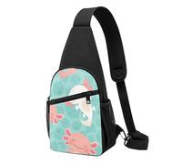 FUkker Bolso bandolera, bolso cruzado en el pecho, bolso en diagonal para viajes, senderismo, pecho, mochila, cinturón, unisex,Ajolote lindo bebé kawaii