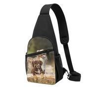 FUkker Bolso bandolera, bolso cruzado en el pecho, bolso en diagonal para viajes, senderismo, pecho, mochila, cinturón, unisex,Perros Pastor Australiano Perros Aussie Brown