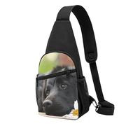 FUkker Bolso bandolera, bolso cruzado en el pecho, bolso en diagonal para viajes, senderismo, pecho, mochila, cinturón, unisex,Labrador Negro Manzanilla Perros Retriever Negro