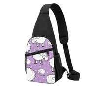 FUkker Bolso bandolera, bolso cruzado en el pecho, bolso en diagonal para viajes, senderismo, pecho, mochila, cinturón, unisex,Patrón de ovejas de dibujos animados lindo