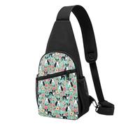 FUkker Bolso bandolera, bolso cruzado en el pecho, bolso en diagonal para viajes, senderismo, pecho, mochila, cinturón, unisex,Boston Terrier con flores