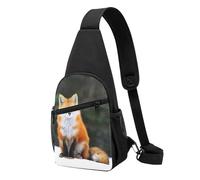 FUkker Bolso bandolera, bolso cruzado en el pecho, bolso en diagonal para viajes, senderismo, pecho, mochila, cinturón, unisex,Divertido zorro impreso.