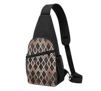 FUkker Bolso bandolera, bolso cruzado en el pecho, bolso en diagonal para viajes, senderismo, pecho, mochila, cinturón, unisex,Geo diamantes de cobre y negros