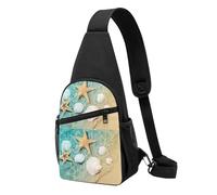 FUkker Bolso bandolera, bolso cruzado en el pecho, bolso en diagonal para viajes, senderismo, pecho, mochila, cinturón, unisex,Patrón de estrellas de mar y conchas