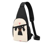 FUkker Bolso bandolera, bolso cruzado en el pecho, bolso en diagonal para viajes, senderismo, pecho, mochila, cinturón, unisex,Amor de cachorro de perro salchicha