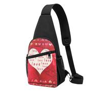 FUkker Bolso bandolera, bolso cruzado en el pecho, bolso en diagonal para viajes, senderismo, pecho, mochila, cinturón, unisex,Amor de corazones rojos